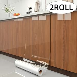 TEMU 2개 세트 접착식 탈부착 비닐 벽지 - 벽, 캐비닛, 카운터탑용 투명 오일베이스 커버링, 쉽게 붙이고 떼는 패널, DIY 친화적, 잔여물 없음, 모던 데코에 적합 (도구 필요 없음/쉬운 적용)