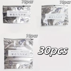 TEMU 30개입 재사용 가능한 알루미늄 호일 식품 보관 백 - 두꺼운, 누수 방지, 자동 밀봉 디자인, 신선한 과일과 채소 보관에 이상적, 식사 준비 및 주방 보관에 완벽, 학교 개학 및 휴일 선물로 적합, 두꺼운 지퍼 잠금, 항균, 은색 알루미늄 호일 신선도 백, 자동 밀봉 백