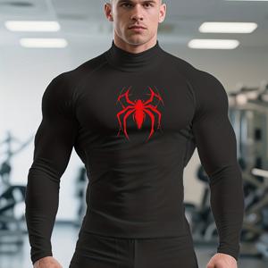 TEMU 남성용 고탄력 퍼포먼스 압박 셔츠 - 레드 로고 & 볼드한 레드 근육 그래픽 - 발수성 근육 지원 체육복, 파워리프팅, 크로스핏, 보디빌딩용 - 타이트핏 스트렝스 트레이닝 의상|짐웨어