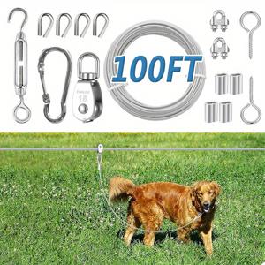 TEMU 휠이 달린 헤비듀티 개 리쉬 - 4피트 PVC 코팅 스테인리스 스틸, 인체공학적 핸들 & 조절 가능한 스트랩, 뒷마당/공원/캠핑용 - 소형~중형견을 위한 내구성 있는 야외 애완동물 리쉬, 작은 개를 위한 강한 구조, 공원 액세서리, 튼튼한 개 리쉬, 개 리쉬 라이트 포함, 접이식 개 리쉬, 견고한 개 리쉬, 개 리쉬 라이트, 개 리쉬, 개 하네스
