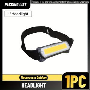 TEMU 1개 마크로코스 미니 밝은 휴대용 헤드램프 - USB 충전식 LED 손전등, 3가지 조명 모드, 조절 가능한 헤드밴드, 360° 밝기, 매트 마감, 낚시, 하이킹, 야간 조명 및 비상 사용에 이상적, 하이킹 기어, 슬림한 디자인, 내구성 있는 구조, 헤드램프, 캡 라이트, 충전식 LED 헤드램프, 초강력 헤드램프, 헤드램프 코브, 캠핑