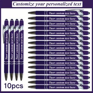 TEMU 맞춤 각인 10개 팩 볼펜 - 부드러운 필기, 개인화된 메시지, 터치스크린 호환 리트랙터블 클립 - 사무실 및 크리스마스 인사에 완벽함