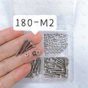 TEMU 180개 M2 304 스테인리스 헥사소켓 너트 & 볼트 세트 (플랫 와셔 포함) - 내구성 있는 부식방지 고정용품, DIY 프로젝트, 자동차, 건설 및 해양 사용을 위한 M2나사대형 Rods, 투명 수납박스 제공, 견고한 304급 스테인리스강재로 제작된 정밀 M2 크기의 조임/풀림용 nuts and bolts, 전문가와 가정수리에 이상적