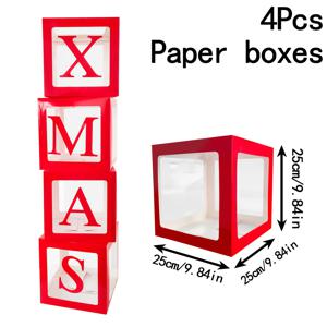 TEMU 투명 레드 JOY 크리스마스 풍선 상자 - JOY 글자 장식, 크리스마스 트리 장식, 공급품 및 휴일 디스플레이용 크리스마스 선물 상자