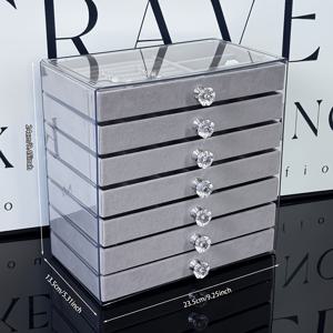 TEMU 7단 업그레이드 대형 보석 상자, 보석 보관함, 보석 진열대, 데스크탑 수납 용품, 대용량 보관 캐비닛, 목걸이, 반지, 귀걸이 및 팔찌를 위한 보석 정리함