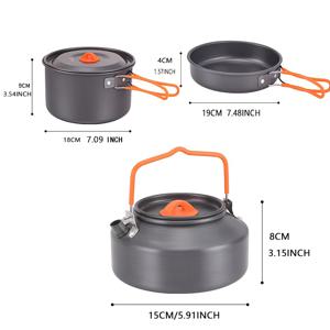 TEMU 캠핑용 조리기구 세트 3개 - 4인용 접이식 냄비/팬/주전자 | 야외 요리 장비 | 여행 및 캠핑용 공간 절약형 | 가벼운 휴대용 필수품 | 내구성 있는 휴대용 필수품 | 할로윈/독립기념일 선물, 알루미늄 냄비, 코펠 캠핑 장비, 캠핑 냄비, 요리 장비