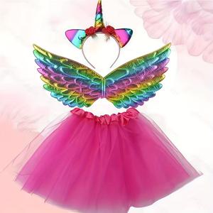 TEMU 반짝이는 백조 날개가 달린 공주 의상 - 생일 파티, 웨딩 & 포토 촬영용 드레스, 역할극 및 테마 이벤트용 백조 날개 의상