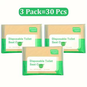 TEMU 30팩 일회용 화장실 시트 커버 - 대형 위생 여행용 화장실 보호대, 표준 화장실 호환 - 가정, 호텔, 캠핑, 공공화장실에 이상적, 휴대용 화장실 시트, 캠핑 욕실 필수품, 실용적인 디자인, 내구성 강화, 비행기 액세서리, 컴팩트한 디자인, 가벼운 소재, 야외 활동 애호가를 위한 휴대용 화장실 시트