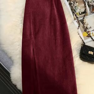 TEMU 여성용 우아한 하이웨이스트 버건디(진홍색) 팬츠수트 - 구조화된 겨울 정장 & 오피스웨어, 벨트 허리 포함 기계 세탁 가능 롱 팬츠, 단색 가을/겨울용 바지, 다용도 파티 & 일상 의상, 논스트레치 소재, 시크하고 세련된 디자인, 캐주얼 및 포멀 이벤트에 적합