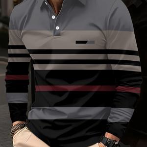 TEMU 남성용 캐주얼 3D 프린트 긴팔 셔츠, 다양한 색상과 디자인, 영어 로고 패턴. 골프, 아웃도어 활동, 봄/가을 스트리트 스타일에 적합. 패셔너블한 상의