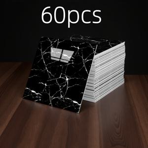 TEMU 60개입 두꺼운 접착식 벽·바닥 스티커 - 고광택 대리지 무늬, 방수·방오 기능, 11.8인치X11.8인치 정사각형 장식용 비닐 타일, 욕실·주방·거실용 – 쉽게 붙이고 떼는 홈 데코, 완벽한 집들이 선물, 모던 스타일의 반짝이는 표면, 주방 백스플래시, 욕실 장식, 현대적 디자인, 방오 소재, 접착식 타일, 인테리어 디자이너용