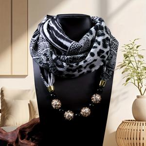 TEMU 여성용 우아한 프린트 스카프 - 가벼운 사계절 목도리, 비신축성 비치 & 파티용 스카프, 일상복 - 쉬운 관리 (손세탁/드라이클리닝), 세련된 동물 프린트 액세서리, 통기성 원단