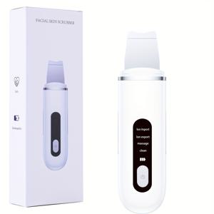 TEMU USB 전원 페이셜 스크러버 (포어 클리너 포함) - 딥 클렌징 스킨 스크레이퍼, 충전식 배터리, 스테인리스 스틸, 발렌타인데이 & 새해 선물로 적합