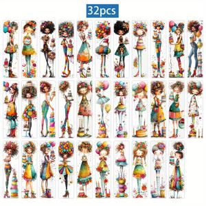 TEMU 32개 TLENPO 귀여운 생일 소녀 북마크 - 컬러 코드 독서 로그 트래커 (1-32), 페이지 분리기, 선생님, 책 애호가를 위한 완벽한 선물 - 생일, 크리스마스, 학교 용품에 이상적