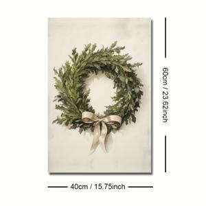 TEMU 1개 모던 러스틱 크리스마스 리스 포스터 - 수직 코티지코어 벽 장식, 아파트, 거실, 침실에 적합 - 액자 없는 잉크 캔버스 프린트, 레트로 팜하우스 데코, 크리스마스 & 겨울 장식용