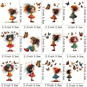 TEMU 재미있는 여성용 머그컵 전사 용지 12개 세트 - 생생한 나비와 꽃 UV DTF, 고착력 커피컵 필름, 일회용, 개인 맞춤 음료 용기에 적합 | 생생한 패턴 | 내구성 테이프, 커피 바 액세서리