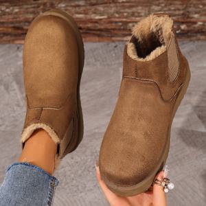 TEMU JJ 아메리칸 스트리트 스타일 두꺼운 밑창 여성용 굴뚝 부츠, 겨울용 플리스 안감 따뜻한 야외 스노우 부츠, 캐주얼 외출용 경량 하이탑 아웃도어 부츠