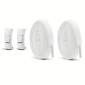 TEMU 2개의 탄성 밴드와 2개의 레이스 버클이 있는 1쌍의 노-테이크 신발끈, 캐주얼 신발 및 스니커즈용 경량 단색 클래식 신발끈, 사용하기 쉬우며 내구성이 뛰어나고 편안함, 신발끈, 스니커즈용 신발끈, 스니커즈용 신발끈, 탄성 신발끈