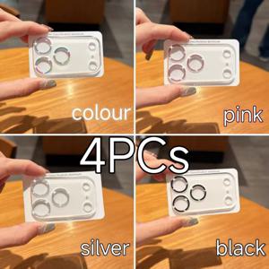 TEMU 컬러풀 + 핑크 + 블랙 + 실버리 4pcs 카메라 렌즈 보호필름 아이폰 Pro Max 15 14 13 12 11 16 Pro Max Plus 12 Mini 13 Mini 호환