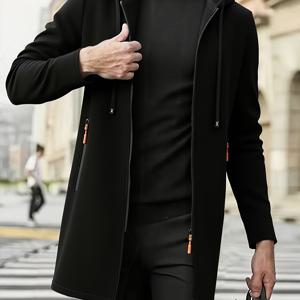 TEMU 남성용 긴 따뜻한 겨울/가을 재킷. 슬림핏, 스타일리시한 회색 색상, 부드럽고 편안한 원단, 긴소매, 니트 스탠드업 칼라, 지퍼 클로저가 특징입니다. 이 다용도 아웃도어 재킷은 파티, 통근에 적합합니다.