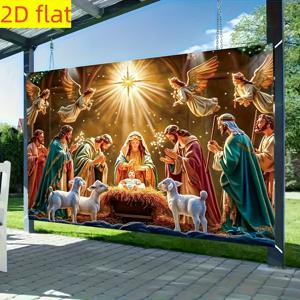 TEMU 2D 평면, 1개 클래식 성탄 장면 (천사 & 양치기) - 실내/실외용 종교적 크리스마스 장식, 크리스마스 축하에 적합, 내구성 & 쉬운 청소, 교회용 휴일 장식, 천사 & 양치기 포함, 2D 평면