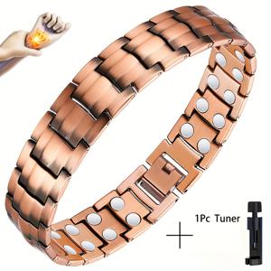 TEMU 남성용 강력한 자석 비즈가 있는 자석 팔찌 - 조절 가능한 자석 주얼리, 이중 줄 자석 디자인 & 도구 포함, 일상 착용, 파티용 구리색/탄색 - 아빠, 남편, 남자친구를 위한 이상적인 선물 (생일/크리스마스)