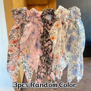 TEMU 3개 세트 우아한 플로럴 헤어 보우 - 파스텔 & 생기 넘치는 꽃 머리띠 (핑크/블루/오렌지/화이트/블랙/그레이/베이지) - 여성용 부드러운 헤어 타이, 봄/여름/파티/일상 헤어스타일 - 비슬립 헤어 액세서리 (브레이드, 번, 포니테일용) - 부활절, 발렌타인데이, 어머니날 선물로 완벽