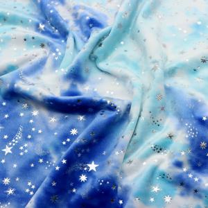 TEMU 벨벳 원단, 실버 별모와 달이 있는 타일 다이 디자인, 59X19.68인치(150X50cm), 퀼팅 및 공예에 적합, 패치워크 프로젝트용 미리 재단.