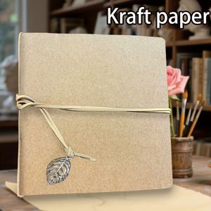 TEMU 1개 3개 크라프트 종이 커버 스케치북 | 잎 모양 펜던트 가죽 책갈피, 사각 및 직사각형 무지 노트북, 여행용 스케치북, 휴대용 여행 플래너, 저널, 미술 노트, 여행 다이어리, 문구류, 색연필에 적합