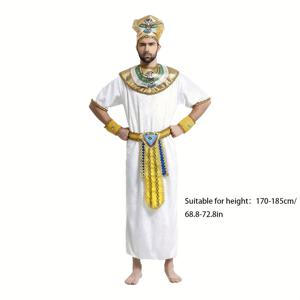 TEMU 성인용 이집트 파라오 코스튬 - 투탕카멘 왕의 풀 세트 (파라오 마스크, 토르소 수트 포함) - 할로윈, 코스프레, 페어용 (손세탁 가능) - 코스튬 파티 및 테마 이벤트에 적합한 역할극 의상