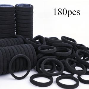 TEMU 180개 고탄력 블랙 헤어 타이 - 포니테일, 번, 땋은 머리에 적합, 모든 헤어 타입에 안전하게 고정, 여성 및 남성 모두에게 이상적, 헤어 밴드, 땋은 머리끈, 매끄러운 헤어 끈, 유연한 헤어 끈