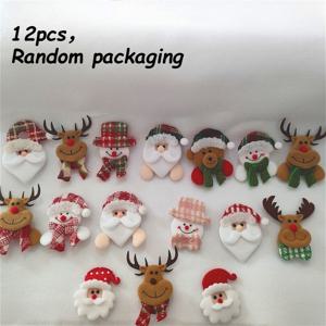 TEMU 12개 랜덤 포장, 새로운 만화 머리 펠트 핸드메이드 DIY 크리스마스 트리 장식 사슴 액세서리 벨벳 원단
