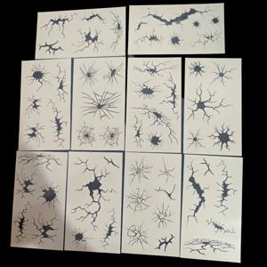 TEMU 검은색 균열 얼굴 및 팔 장식 할로윈 타투 스티커 10개, 검은색 혈관 거미줄 균열 패턴 디자인 특징, 할로윈 파티 메이크업 공연 및 임시 바디 아트 장식에 적합.
