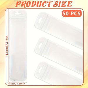 TEMU 50개 긴 주얼리 백, 투명 목걸이 지퍼 백 (주얼리 반지, 귀걸이 포장용), 투명 폴리에틸렌 백, 목걸이 진열 백, 밀봉 백, 향신료 사탕 포장 및 운송 (4.57 X 18.54 Cm)