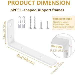 TEMU 6개 세트 헤비듀티 금속 L형 코너 지지대 프레임 세트 (나사 및 커넥터 포함) - 테이블, 의자, 선반, 파티션, 가구용 조절 가능한 직각 브래킷 - 튼튼한 테이블/의자/책상 코너 브래킷 (간편 설치)