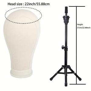 TEMU 조절 가능한 가발 스탠드, 22인치 강화 조절식 가발 홀더 (캔버스 마네킹 헤드 포함), 가발, 미용 및 마네킹 헤드 세트에 적합.