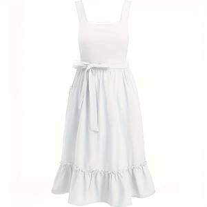 TEMU 1개 1개 빈티지 유럽 플로리스트 앞치마 - 솔리드 컬러 러플 밑단 주방 베이킹 앞치마, 홈웨어, 웨딩 및 플로리스트 이벤트용 - 나일론 충전재, 우아한 플로리스트 디자인 (전통적인 역할 또는 예술적)