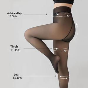 TEMU 220G 여성용 보온 레깅스 - 두꺼운 보온 안감이 있는 헤비웨이트 겨울 타이츠, 추운 날씨를 위한 풀 커버리지 타이츠, 미끄럼 방지, 일상복 및 포멀룩을 위한 우아한 블랙 팬티스타킹 - 여성용 따뜻한 베이스 레이어, 겨울 타이츠