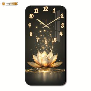 TEMU 1개 현대적인 무소음 벽시계 - 연꽃 무늬 발광 기능, 직사각형 인조 나무/플라스틱 프레임, 라이트 럭셔리 침대 옆 시계, 거실, 침실, 방에 적합 - 조용한 작동, AA 배터리 미포함, 2D 평면