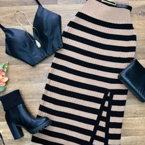 TEMU 여성용 우아한 스커트 - 앞면 슬릿이 있는 긴팔 겨울 스커트, 부드럽고 따뜻한 원단, 플레어 밑단, 시크한 오피스에서 파티까지 가는 가을/겨울 의상, 귀여운 스커트