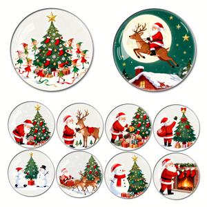 TEMU 10개 크리스마스 시리즈 패턴 대형 4cm 유리 조각 냉장고 자석, 대형 장식용 유리 돔 스티커, 화이트보드, 사물함, 식기세척기에 적합 - 주방, 사무실, 교실 장식에 완벽한 선물