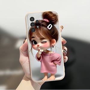 TEMU 폰 케이스: 갤럭시 A05 A05S A06 A14 A15 A16 A22 A23 A24 A25 A32 A33 A34 A35 A36 A52 A52S A53 A54 A55 A56 S21 S22 S23 S24 S25 FE Plus Ultra 5G용 심플하고 다용도로 내구성 있는 연한 색상 프린트 폰 케이스, 소녀 패턴 카툰 귀여운 디자인|S21케이스