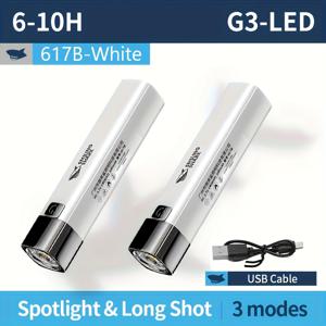 TEMU 2개 세트 SMILING SHARK 초고휘도 LED 손전등, 고루멘 플래시라이트, Type-C 고속 충전, 휴대용 토치, 3가지 모드(터보//스트로브) & 리튬 배터리, 캠핑, 하이킹, 비상용 - 컴팩트 & 내구성|후레쉬