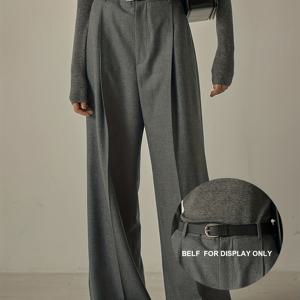 TEMU 우아한 하이웨이스트 와이드 레그 팬츠 - 벨트 없는 포켓 팬츠, 구조화된 사계절 오피스부터 정장까지, 맞춤형 핏 (벨트 호환 불가) - 비즈니스 및 정장 이벤트를 위한 전문적이고 우아한 특별 라인