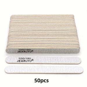TEMU 50개입 전문가용 13Cm (5.12In) 네일 파일 (100/180 Grit), 나무 재질 일회용 샌딩 스트립 (양면 가공 및 폴리싱용, 자연 네일 또는 젤 네일용)
