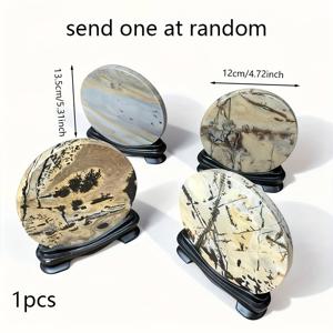 TEMU 1개 5.31인치 천연 중국화 석재 원형 장식품 (받침대 포함), 부드럽게 연마된 행운의 미네랄 수집품, 가정 사무실 책상 디스플레이용, 특별한 선물 아이디어, 주얼리 제작용 석재