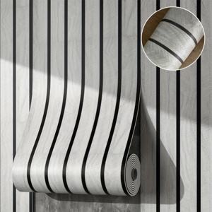 TEMU 2.1mm 두께 자체 접착식 벽지 - 리얼리스틱 우드 그레인 & 블랙 화이트 IXPE 폼 패널링, 벽, 캐비닛, 백스플래시용 탈부착 가능한 텍스처 표면 - 쉬운 설치 목재 느낌 플랭크 (접착제 불필요)