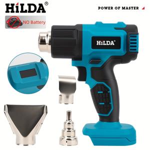 TEMU 힐다 무선 핫 에어 건 - 마키타 18V/21V 배터리 호환 (배터리 미포함) - 3개 노즐 포함, 최대 532°C, 수축 포장, 레진, 공예, DIY용 무선 도구 - 마키타 BL1850/BL1840 호환