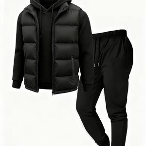 TEMU 남성용 캐주얼 세트 - 캐릭터 후드집업 & 스포츠 조거팬츠 세트