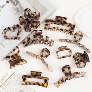 TEMU 11개 대형 거북이 패턴 헤어 클립 세트 - 골든톤 거북이 무늬 헤어핀 (베이지/브라운/블랙/화이트/앰버 톤), 우아한 레트로 헤어 클램프, 여성용 선물용 헤어 액세서리 (땋은 머리, 포니테일, 번 헤어 스타일링)